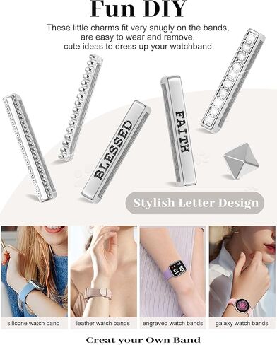 JR.DM Watch Band Charms with Decorative Bling Rings Loops, Compatible with Apple Watch 40mm 38mm 41mm 42mm 44mm 45mm 46mm Smart Watch Strap Accessories for iWatch Series 10 9 8 7 6 5 4 3 2 1 (No Band) in Kuwait