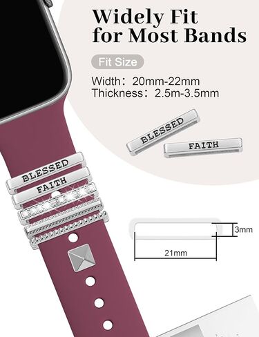 JR.DM Watch Band Charms with Decorative Bling Rings Loops, Compatible with Apple Watch 40mm 38mm 41mm 42mm 44mm 45mm 46mm Smart Watch Strap Accessories for iWatch Series 10 9 8 7 6 5 4 3 2 1 (No Band) in Kuwait