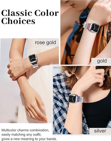 JR.DM Watch Band Charms with Decorative Bling Rings Loops, Compatible with Apple Watch 40mm 38mm 41mm 42mm 44mm 45mm 46mm Smart Watch Strap Accessories for iWatch Series 10 9 8 7 6 5 4 3 2 1 (No Band) in Kuwait