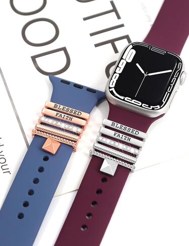 JR.DM Watch Band Charms with Decorative Bling Rings Loops, Compatible with Apple Watch 40mm 38mm 41mm 42mm 44mm 45mm 46mm Smart Watch Strap Accessories for iWatch Series 10 9 8 7 6 5 4 3 2 1 (No Band) in Kuwait