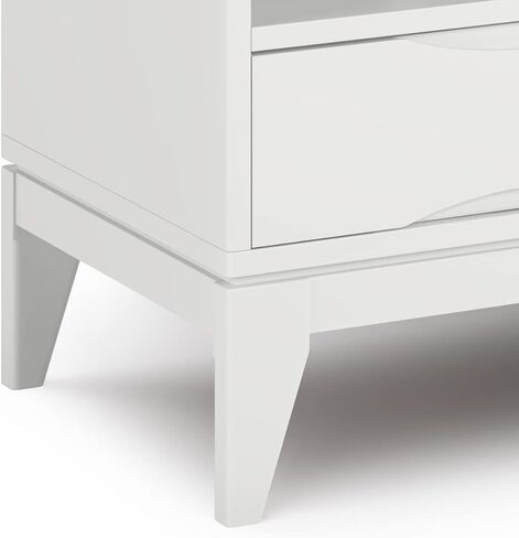 حامل وسائط تلفزيون حديث من SIMPLIHOME Harper مصنوع من الخشب الصلب بعرض 60 بوصة في منتصف القرن باللون الأبيض لأجهزة التلفاز حتى 65 بوصة لغرفة المعيشة ومركز الترفيه in Saudi Arabia