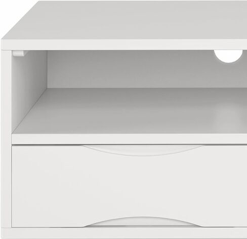 حامل وسائط تلفزيون حديث من SIMPLIHOME Harper مصنوع من الخشب الصلب بعرض 60 بوصة في منتصف القرن باللون الأبيض لأجهزة التلفاز حتى 65 بوصة لغرفة المعيشة ومركز الترفيه in Saudi Arabia