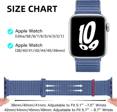 أحزمة WJK من النايلون المنفرد متوافقة مع ساعة Apple 38 مم 40 مم 41 مم 42 مم 44 مم 45 مم 46 مم 49 مم للنساء والرجال، حزام مطاطي متوافق مع سلسلة ساعات Apple 10 9 8 7 6 5 4 3 2 1 Ultra 2 in Kuwait