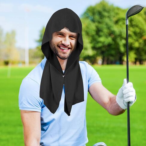 Sukeen Cooling Hoodie Towel for Men, Quick Drying Absorbent Cooling Towels for Neck and Face, UV Sun Protection Cooling Neck Wraps, Sport Workout Camping Cycling Cool Towel for Hot Weather in Kuwait