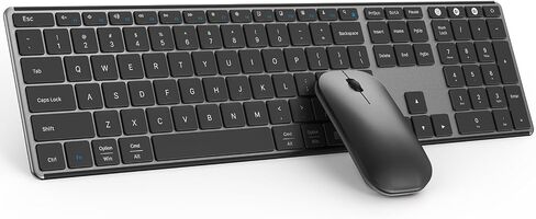 مجموعة لوحة مفاتيح وماوس بلوتوث من سيندا (USB + Dual BT)، ماوس ولوحة مفاتيح بلوتوث لاسلكية قابلة لإعادة الشحن متعددة الأجهزة، متوافقة مع Win 7/8/10، MacBook Pro/Air، iPad، الكمبيوتر اللوحي - أسود وردي ذهبي in Saudi Arabia