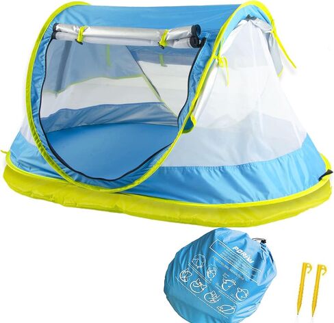 Poray Portable Baby Beach Tent with UPF 50+ Sun Shelter,Mosquito Net and Sunshade, Ideal Pop Up Kids Travel Tent with Carry Bag & 2 Stakes,Outdoor Indoor Play and Sun Protection in Kuwait