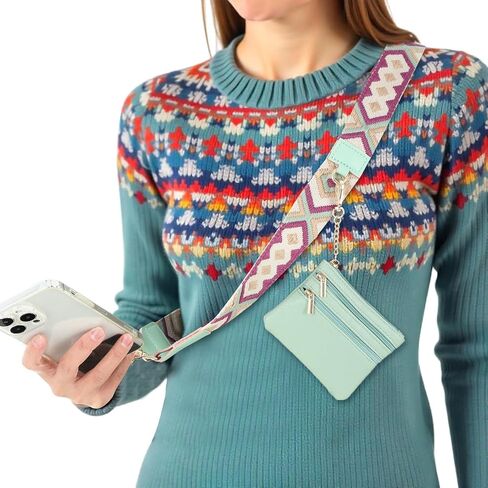 Phone Strap with Zippered Pouch, Clip And Go Phone With Zipper Pouch Adjustable Crossbody Phone Strap with Pouch in Saudi Arabia
