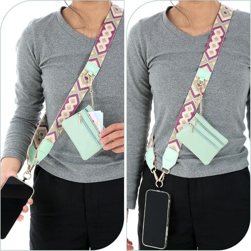 Phone Strap with Zippered Pouch, Clip And Go Phone With Zipper Pouch Adjustable Crossbody Phone Strap with Pouch in Saudi Arabia
