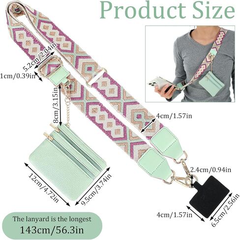 Phone Strap with Zippered Pouch, Clip And Go Phone With Zipper Pouch Adjustable Crossbody Phone Strap with Pouch in Saudi Arabia