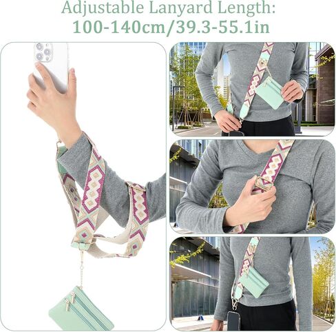 Phone Strap with Zippered Pouch, Clip And Go Phone With Zipper Pouch Adjustable Crossbody Phone Strap with Pouch in Saudi Arabia