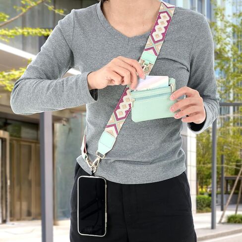 Phone Strap with Zippered Pouch, Clip And Go Phone With Zipper Pouch Adjustable Crossbody Phone Strap with Pouch in Saudi Arabia