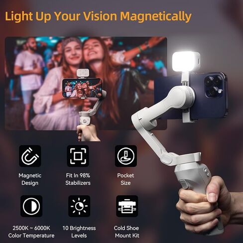 Selfie Ring Light OM Fill Light for DJI OSMO Mobile 6/OM 5/OM SE/OM4 SE/Insta360 Flow,Magnetic Fill Light Compatible with DJI Osmo and All Brands of Gimbal Stabilizer (1) in Saudi Arabia