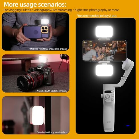 Selfie Ring Light OM Fill Light for DJI OSMO Mobile 6/OM 5/OM SE/OM4 SE/Insta360 Flow,Magnetic Fill Light Compatible with DJI Osmo and All Brands of Gimbal Stabilizer (1) in Saudi Arabia