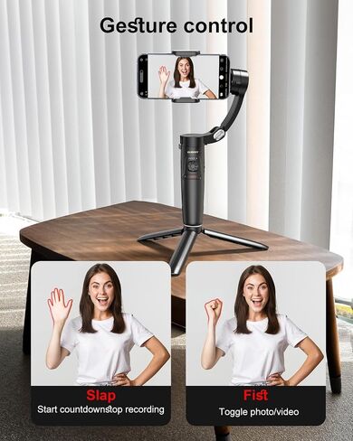 Selfie Stick Stabilizer for iPhone,Phone Handheld Gimbals stabilizer Portable Foldable,AI Tracking Function for Video Shooting, Recording, Portable Foldable, Support iOS and Android in Saudi Arabia
