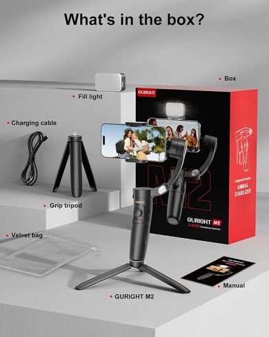 Selfie Stick Stabilizer for iPhone,Phone Handheld Gimbals stabilizer Portable Foldable,AI Tracking Function for Video Shooting, Recording, Portable Foldable, Support iOS and Android in Saudi Arabia
