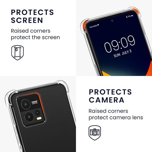 kwmobile Crossbody Case Compatible with Motorola Moto G72 Case - Clear TPU Phone Cover w/Lanyard Cord Strap - Transparent/Black in Saudi Arabia
