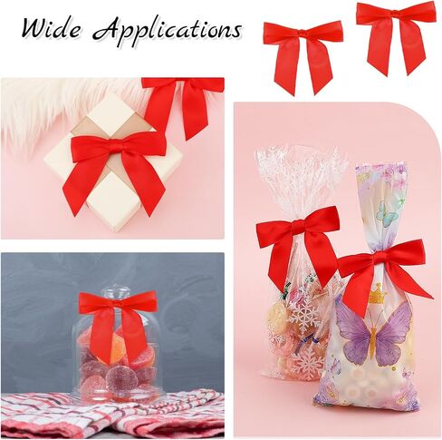 Twist Tie Bows, 50 Pack White Satin Bows for Crafts 3.5" Pre-Tied White Ribbon Bows Wedding Favors Ribbon Bows for Gift Wrapping Treat Bag Present Craft Bridal Shower Halloween Thanksgiving(Blue) in Saudi Arabia
