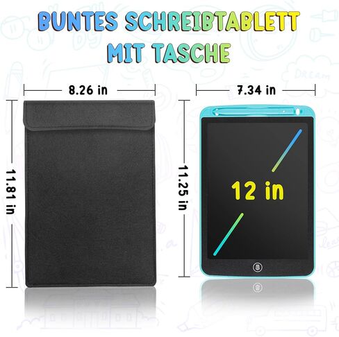 2 حزمة كمبيوتر لوحي للكتابة LCD مقاس 12 بوصة للأطفال، ألعاب لعمر 3 4 5 6 7 8 9 سنوات من البنات والأولاد، لوحة رسم ملونة من LYAOYAO، هدية عيد ميلاد لتعلم السفر لعمر 3 سنوات + طفل صغير (وردي + أزرق) in Kuwait