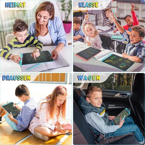 2 حزمة كمبيوتر لوحي للكتابة LCD مقاس 12 بوصة للأطفال، ألعاب لعمر 3 4 5 6 7 8 9 سنوات من البنات والأولاد، لوحة رسم ملونة من LYAOYAO، هدية عيد ميلاد لتعلم السفر لعمر 3 سنوات + طفل صغير (وردي + أزرق) in Kuwait