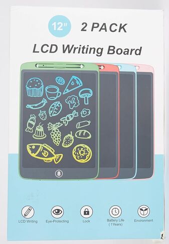 2 حزمة كمبيوتر لوحي للكتابة LCD مقاس 12 بوصة للأطفال، ألعاب لعمر 3 4 5 6 7 8 9 سنوات من البنات والأولاد، لوحة رسم ملونة من LYAOYAO، هدية عيد ميلاد لتعلم السفر لعمر 3 سنوات + طفل صغير (وردي + أزرق) in Kuwait