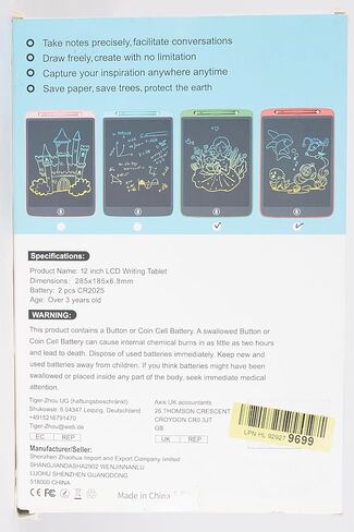 2 حزمة كمبيوتر لوحي للكتابة LCD مقاس 12 بوصة للأطفال، ألعاب لعمر 3 4 5 6 7 8 9 سنوات من البنات والأولاد، لوحة رسم ملونة من LYAOYAO، هدية عيد ميلاد لتعلم السفر لعمر 3 سنوات + طفل صغير (وردي + أزرق) in Kuwait