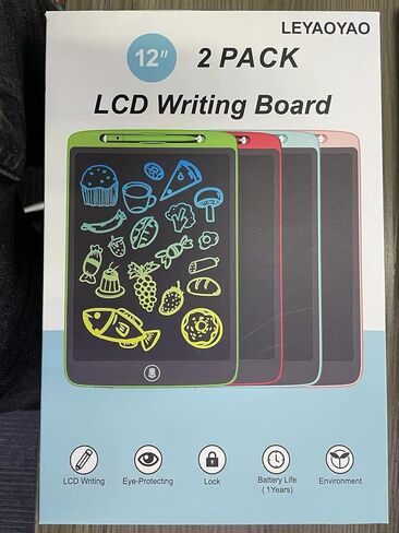 2 حزمة كمبيوتر لوحي للكتابة LCD مقاس 12 بوصة للأطفال، ألعاب لعمر 3 4 5 6 7 8 9 سنوات من البنات والأولاد، لوحة رسم ملونة من LYAOYAO، هدية عيد ميلاد لتعلم السفر لعمر 3 سنوات + طفل صغير (وردي + أزرق) in Kuwait