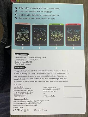 2 حزمة كمبيوتر لوحي للكتابة LCD مقاس 12 بوصة للأطفال، ألعاب لعمر 3 4 5 6 7 8 9 سنوات من البنات والأولاد، لوحة رسم ملونة من LYAOYAO، هدية عيد ميلاد لتعلم السفر لعمر 3 سنوات + طفل صغير (وردي + أزرق) in Kuwait