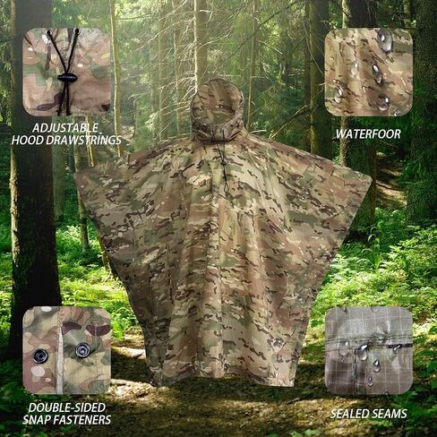 WINWAY Military Style Poncho Multi Use Rip-Stop Camouflage Raincoat in Kuwait