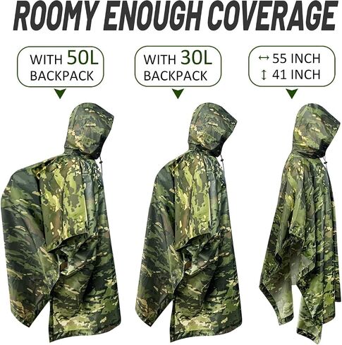 WINWAY Military Style Poncho Multi Use Rip-Stop Camouflage Raincoat in Kuwait