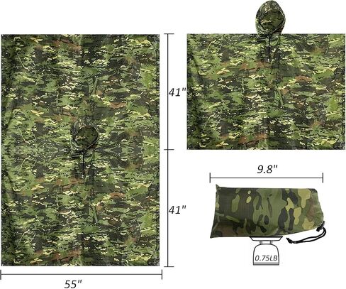 WINWAY Military Style Poncho Multi Use Rip-Stop Camouflage Raincoat in Kuwait