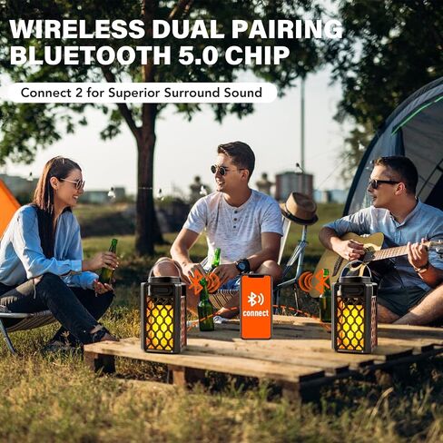Outdoor Bluetooth Speaker, Led Flame Speaker IP65 Waterproof Wireless Bluetooth Speaker with Torch Atmosphere, Outdoor Lantern Speaker with HD Audio for Men Women Dad Mom Couples 2 Pack in Saudi Arabia