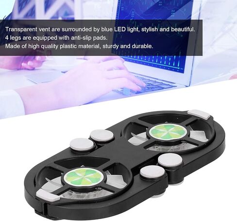 ASHATA 753 لوحة تبريد للكمبيوتر المحمول USB قابلة للطي، مراوح مزدوجة منخفضة الضوضاء وسادة تبريد للكمبيوتر المحمول مراوح تبريد خفيفة 500 دورة في الدقيقة - 2500 دورة في الدقيقة منخفضة الضوضاء للكمبيوتر المحمول (أسود) in Saudi Arabia