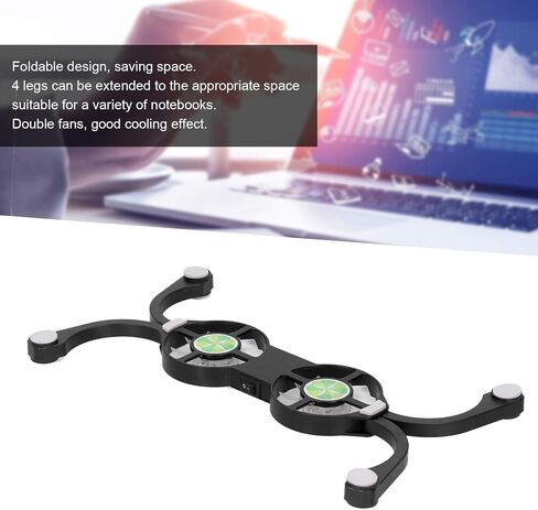 ASHATA 753 لوحة تبريد للكمبيوتر المحمول USB قابلة للطي، مراوح مزدوجة منخفضة الضوضاء وسادة تبريد للكمبيوتر المحمول مراوح تبريد خفيفة 500 دورة في الدقيقة - 2500 دورة في الدقيقة منخفضة الضوضاء للكمبيوتر المحمول (أسود) in Saudi Arabia