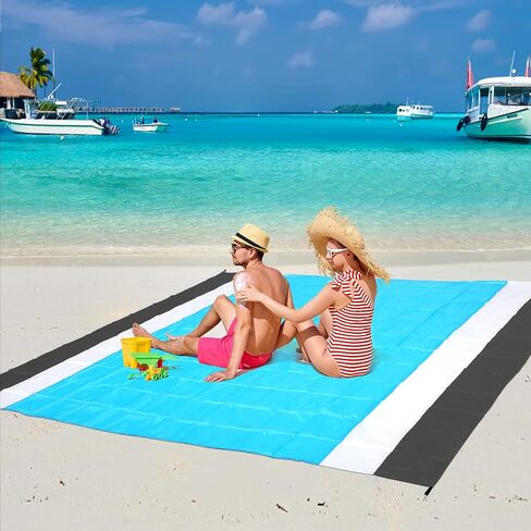 TONDAZHIYO Sandfree Beach Blanket， Extra Large Mat Big，Lightweight Pocket Oversized Sandproof for 4-7 Adults，Portable Outdoor Camping Blankets， Quick Drying， Hiking，Outdoor Blanket Travel，Camping mat in Saudi Arabia