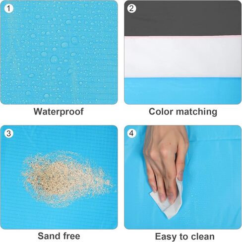 TONDAZHIYO Sandfree Beach Blanket， Extra Large Mat Big，Lightweight Pocket Oversized Sandproof for 4-7 Adults，Portable Outdoor Camping Blankets， Quick Drying， Hiking，Outdoor Blanket Travel，Camping mat in Saudi Arabia
