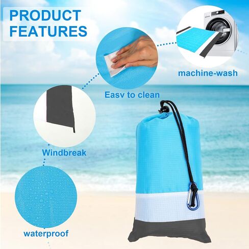 TONDAZHIYO Sandfree Beach Blanket， Extra Large Mat Big，Lightweight Pocket Oversized Sandproof for 4-7 Adults，Portable Outdoor Camping Blankets， Quick Drying， Hiking，Outdoor Blanket Travel，Camping mat in Saudi Arabia