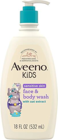 Aveeno Kids Sensitive Skin Face & Body Wash with Oat Extract, Gently Washes Away Dirt & Germs Without Drying, Tear-Free & Suitable for All Skin Tones, Hypoallergenic, 18 fl. Oz in Kuwait