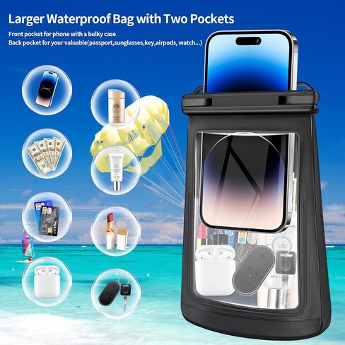 Large Floating Waterproof Phone Pouch, Cell Phone Dry Bag for iPhone 14/13/12/11 Pro Max, Galaxy S22/S21 All Phones, Universal Float Waterproof Bag for Beach 【Oversize】 in Saudi Arabia