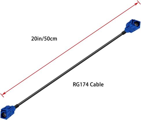 Fakra C Cable Fakra C Female to Fakra C Female Blue Pigtail Cable RG174 20IN/50CM GPS Antenna Extension Cable for Car Radio in Saudi Arabia