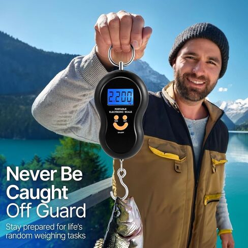 Flexzion Hanging Digital Scale for Travel & Fishing, Portable Luggage Scale Electronic Backlight LCD Display 110 lbs / 50 Balance Smart Weight in Kuwait