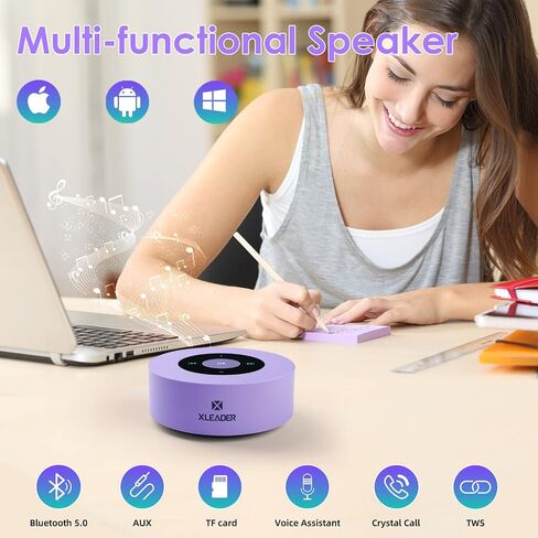 مكبر صوت بلوتوث صغير XLEADER (معبأة في حقيبة السفر) مكبر صوت لاسلكي محمول مع مدخل Aux، Micro SD، ميكروفون، تصميم يعمل باللمس، وقت تشغيل 12 ساعة، مكبر صوت صغير وردي لطيف لهدايا مكتب الدش للكمبيوتر المحمول iPhone in Saudi Arabia