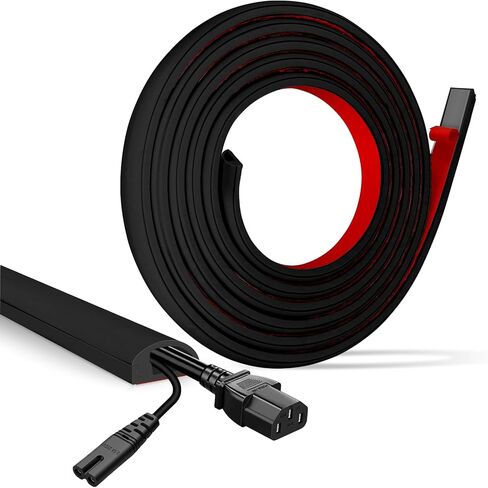 Cord Hider for Wall, Floor Cord Covers for Wires, Low Profile Self Adhesive Cable Hider, Wire Covers For The Wall And Floor, Cord Covers Wall Mounted Tv, for Offices, Gym, Exhibitions (White, 20 Feet) in Kuwait