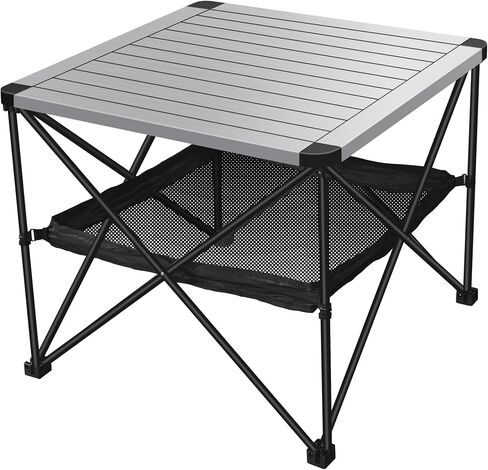 AnYoker Camping Foldable Square Table with Storage Carry Bag, Small Folding Picnic Table, Portable Beach Table, Lightweight Outdoor Side Table FZ (Sliver, L) in Saudi Arabia