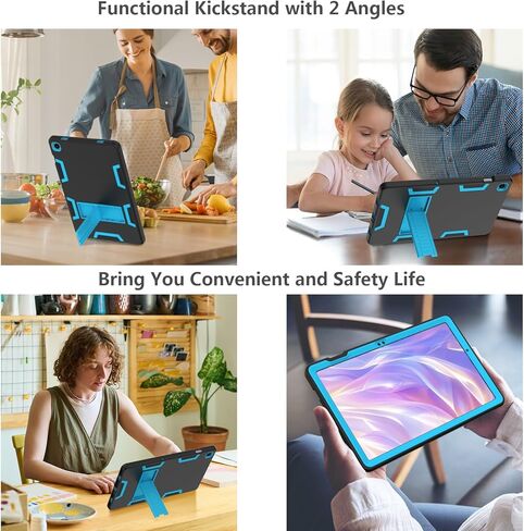 لهاتف Samsung Galaxy Tab A9+ / A9 Plus 11 بوصة 2023، حافظة شديدة التحمل مقاومة للصدمات، حافظة مدمجة بمسند لجهاز Tab A9+ Tablet (أزرق فاتح/أسود) in Kuwait