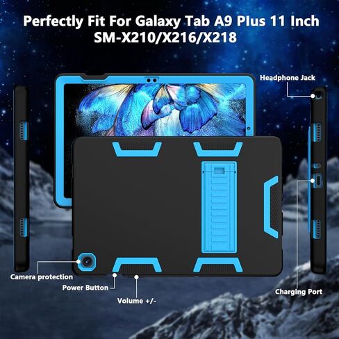 لهاتف Samsung Galaxy Tab A9+ / A9 Plus 11 بوصة 2023، حافظة شديدة التحمل مقاومة للصدمات، حافظة مدمجة بمسند لجهاز Tab A9+ Tablet (أزرق فاتح/أسود) in Kuwait