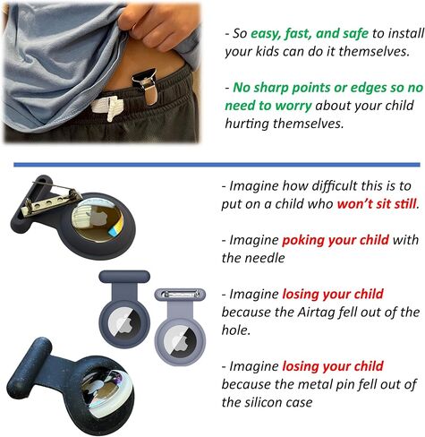 Airtag Holder for Kids Hidden Compatible with Apple Airtag Holder. GPS Tracker for Kids, Tracking Device for Kids, Airtag for Kids, Airtag Kids Hidden (Black, 2-Pack) in Saudi Arabia