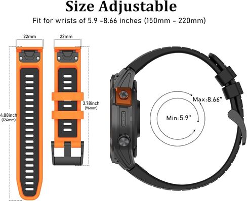 VINIUSIKI 22mm Replacem Band Compatible with Garmin Fenix 6 Pro, Easy-fit Sport Silicone Straps for Forerunner 945 955 Fenix 7 Pro Fenix 5 Plus Descent G1 Tactix Bravo Approach S62 S60 Bands in Kuwait