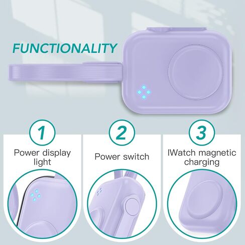 HUOTO 2024 Upgraded for Apple Watch Charger, Magnetic Portable iWatch Charger USB C 1400mAh Power Bank Keychain Fast Wireless Charging Travel for Apple Watch Series 10/9/8/UItra/7/6/5/4/3/2 in Saudi Arabia