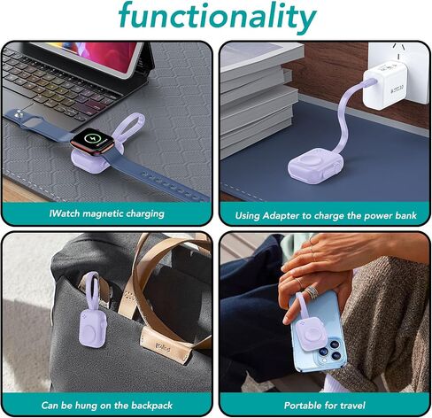 HUOTO 2024 Upgraded for Apple Watch Charger, Magnetic Portable iWatch Charger USB C 1400mAh Power Bank Keychain Fast Wireless Charging Travel for Apple Watch Series 10/9/8/UItra/7/6/5/4/3/2 in Saudi Arabia