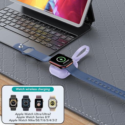 HUOTO 2024 Upgraded for Apple Watch Charger, Magnetic Portable iWatch Charger USB C 1400mAh Power Bank Keychain Fast Wireless Charging Travel for Apple Watch Series 10/9/8/UItra/7/6/5/4/3/2 in Saudi Arabia